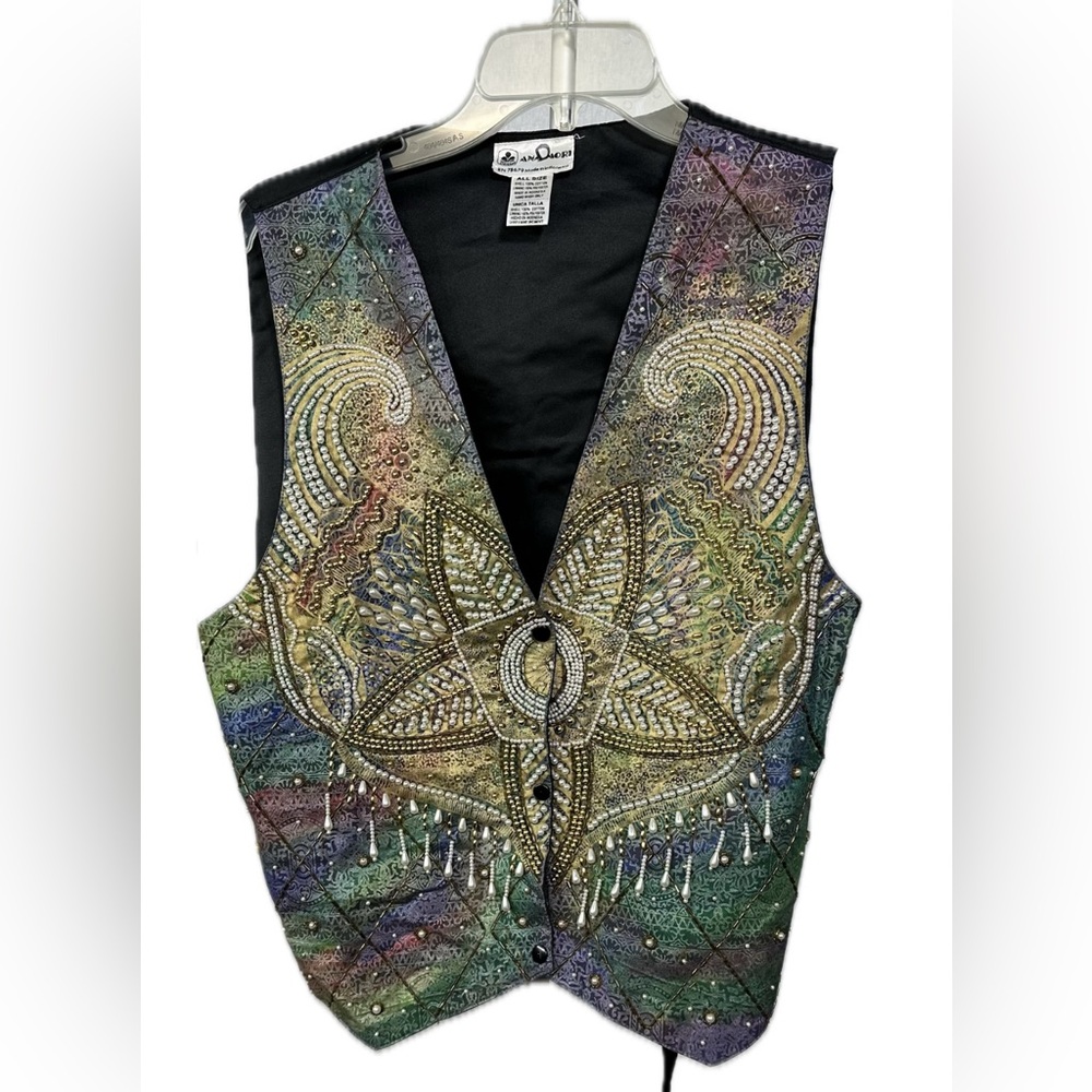 Ana Mori Boho Unisex Vest One Size Beaded Pearls